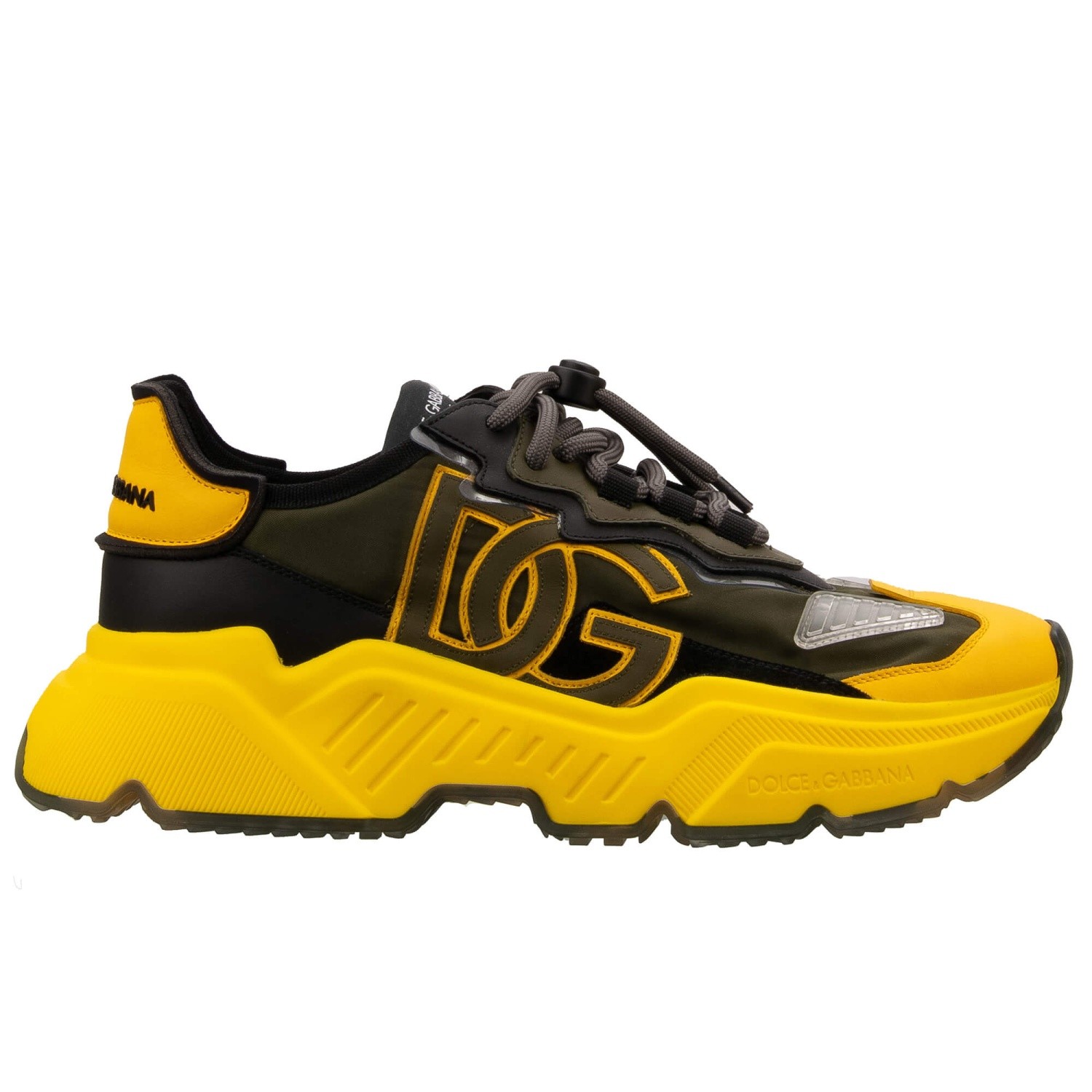 DOLCE & GABBANA DG Logo Low-Top Sneaker Shoes DAYMASTER  Military Green Yellow