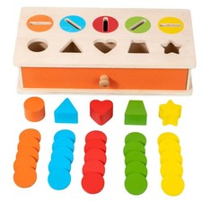 Shape Sorting Box Matching Token Sorter Fine Motor for Classroom, Preschoolers