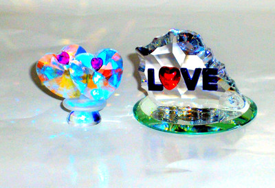 2 Austrian Crystal ''LOVE'' collectible figurines