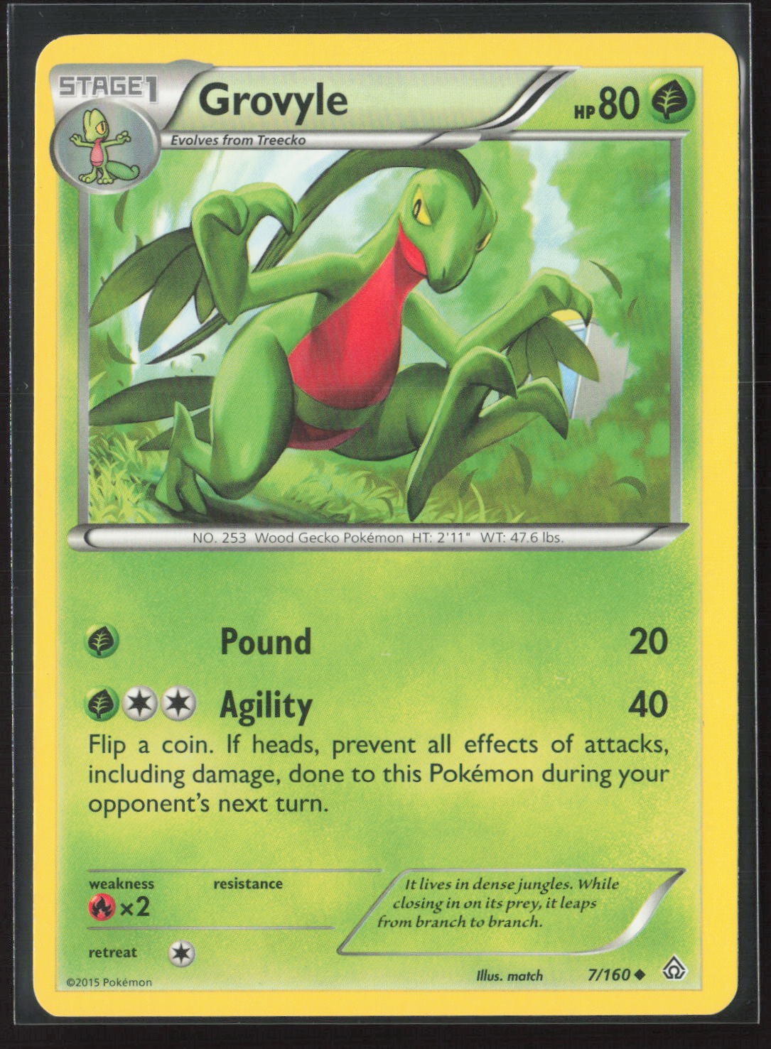 Grovyle 7/160 Uncommon Primal Clash Pokemon Near Mint