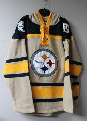 New NFL Pittsburgh Steelers Lacer jersey style mid weight cotton hoodie men's XL