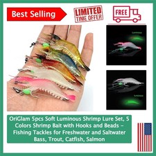 Night Fishing Essential: 5pcs Soft Luminous Shrimp Lures - Attract Fish Easily