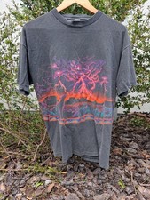 Vintage 90s Wolf Lightning AOP Shirt USA Made Size Large Single Stitch