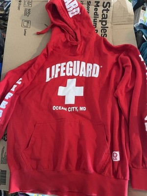 OFFICIAL LIFEGUARD BRAND OCEAN CITY RED HOODIE PULLOVER SWEATSHIRT ADULT LARGE