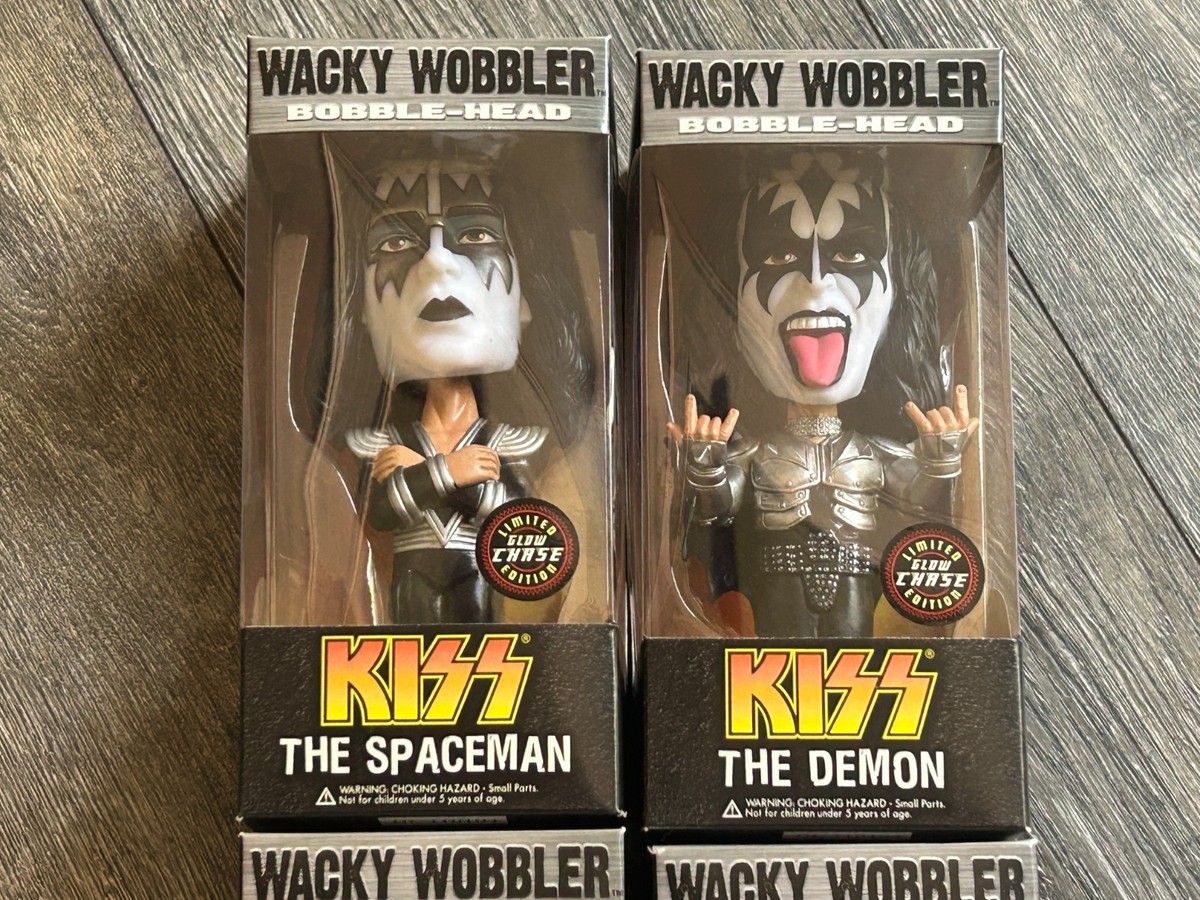 KISS Funko Wacky Wobbler Bobble Head Glow In The Dark Chase Set