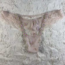 Victoria's Secret Dream Angels Rosebud Embroidery Thong Panty Size. S NWT
