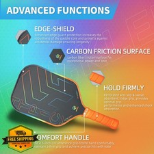 Carbon Fiber Pickleball Paddle, 16mm PP Honeycomb Core, Elongated Shape, Max ...