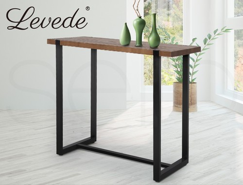 Levede High Bar Table Industrial Pub Table Dining Solid Wood Cafe Desk 120X50CM - Picture 9 of 10