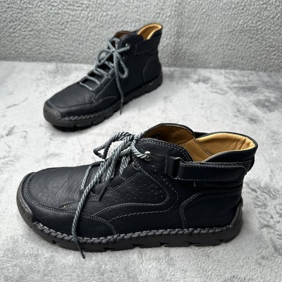 Caoutchouc Shoes Mens Size 46 US 12 High Top Leather Moc Toe Lace Up Boots