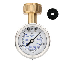2" Glycerine Filled Stainless Steel Water Pressure Test Gauge, 0-200 Psi, 3/4" T