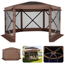 VEVOR Tendone Pieghevole Gazebo Da Giardino a 6 Lati 3,6 X 3,6 M Con Parte Super