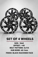 18x8 Lexus Toyota Wheels 40 5x114 Cb60.1 Black Machined Set Of 4