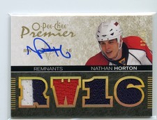 2007-08 O-Pee-Chee Premier Remnants Quad Jersey Auto /10 Nathan Horton Panthers