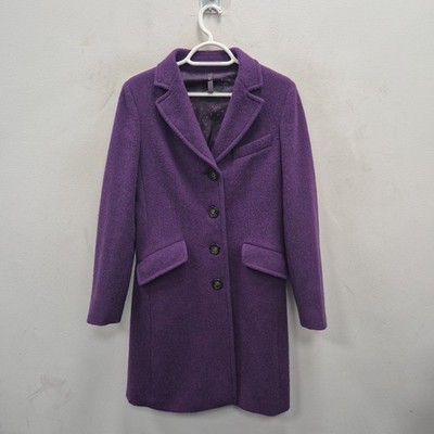 MaxMara weiche Wolle einreihig lila Wintermantel Blazer Mantel Größe UK 8