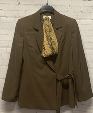 Le Suit Size 16 Brown Blazer Women's Jacket Suit Separate with Scarf Solid