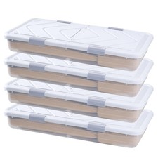 Uimoso Rolling Under-Bed Storage Containers 31.7x15.6x6.9 Inches, Set of 4