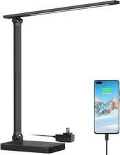 Lepro LED Desk Lamp with USB Charging Port,650LM Dimmable Home Office Black