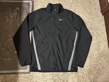 Men  s Nike Full Zip Jacket 2 Pocket Training Dri Fit 928010-010 Grey Black Small