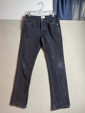 Sid Mashburn 32x32 Dark Garment-Dyed Slim Straight Denim Made in USA Fade