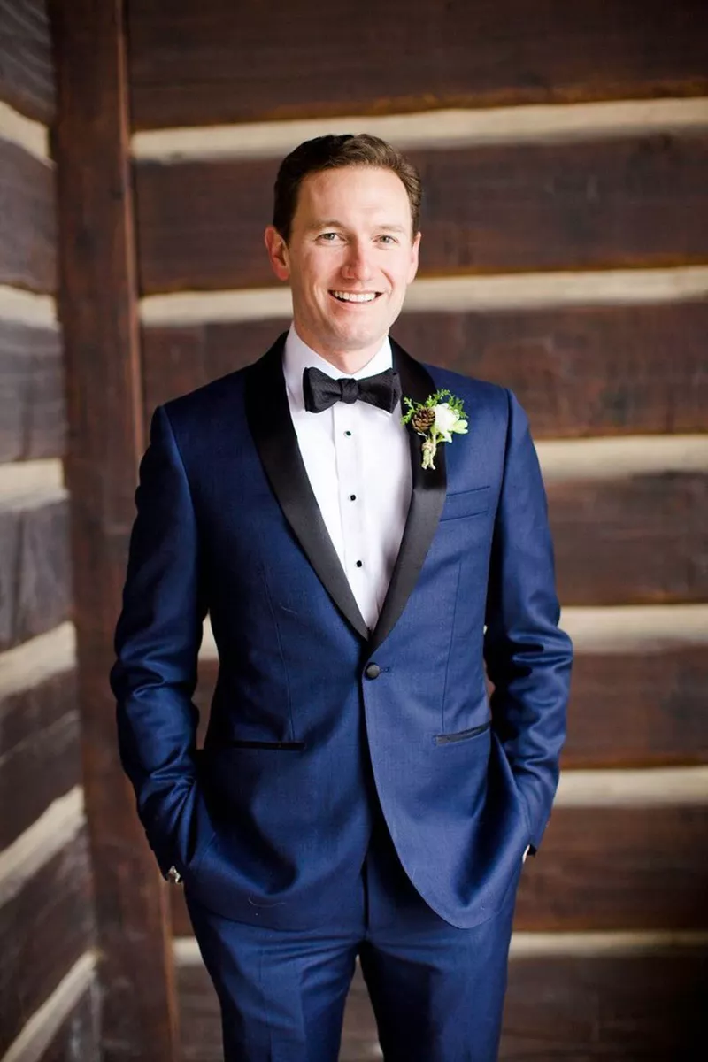 Men's royal blue and gold wedding dress for groomsmen.