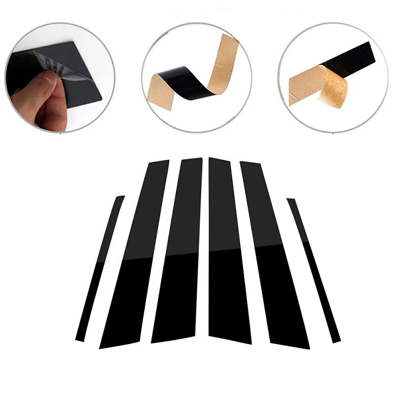 6x Pillar Posts Door Trim Decal For Toyota Camry Daihatsu Altis 2007-2011 Black - Image 4 of 4
