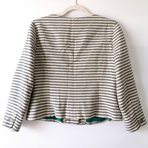Tommy Hilfiger Womens Blue 3/4 Sleeve Patch Packet Striped Blazer Jacket Size 6 - Picture 2 of 8