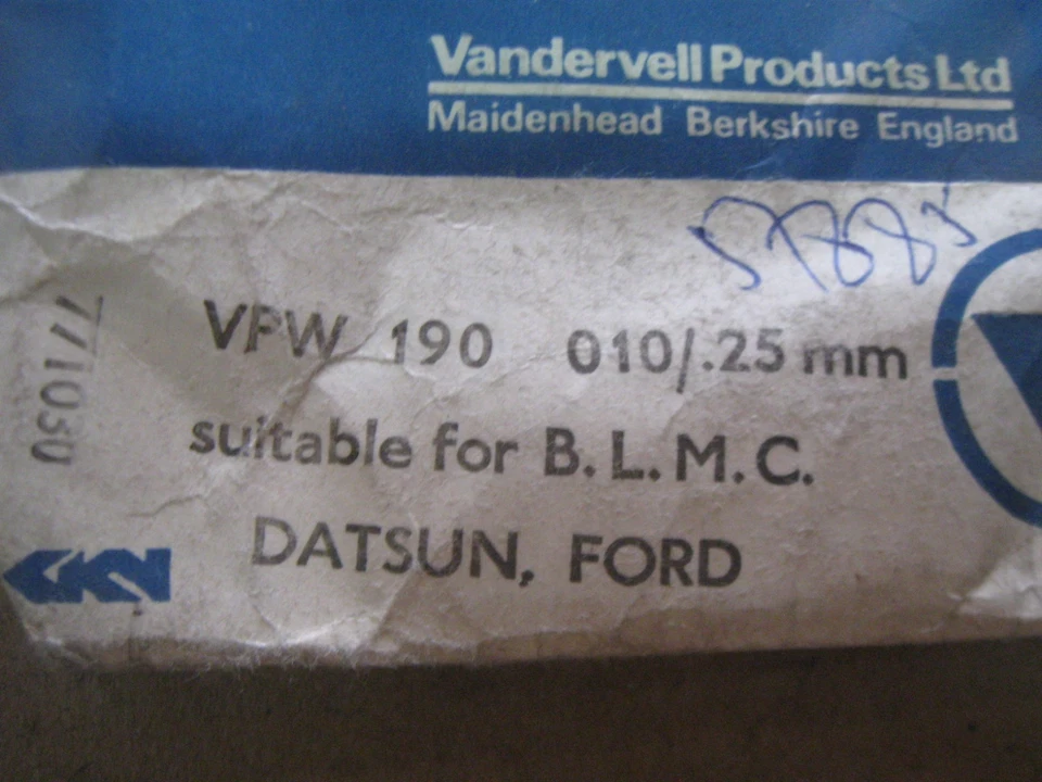 Juego de lavadora de empuje de cigüeñal Ford 100E, Austin A40, MGA, Vandervell VPW 190 010" Foto 2 de 4