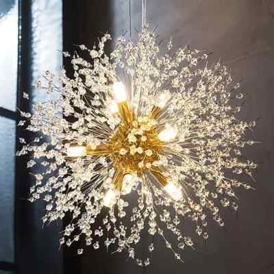 Modern Firework Gold Crystal Chandeliers,Sputnik Dandelion Chandelier Light F...