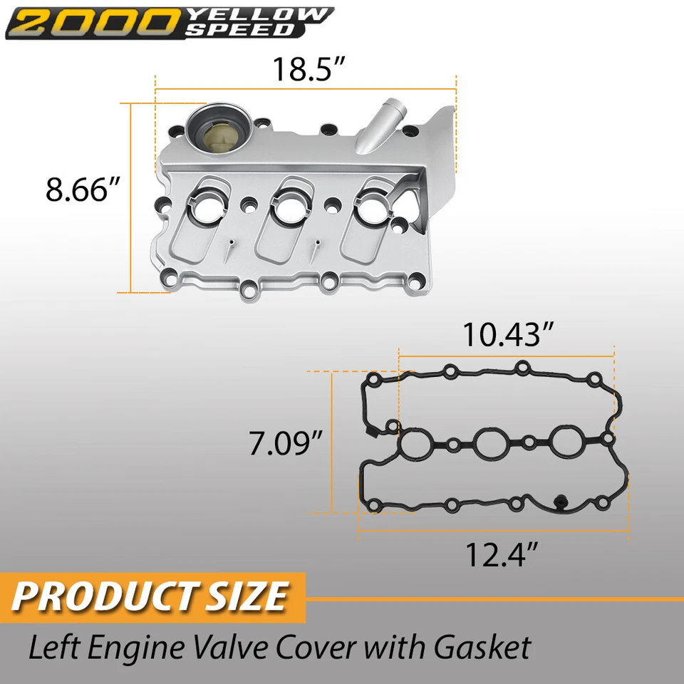 Left Engine Valve Cover w/Gasket Fit For 2005-2011 Audi A4 A6 Quattro V6 3.2L  Foto 3 de 4