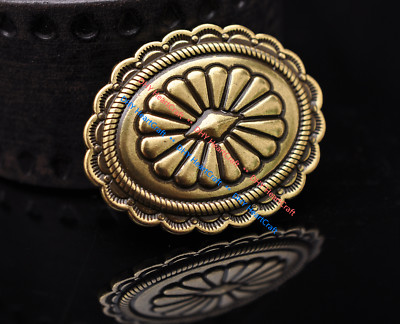 6X Antique Gold Beauty Carved Flower Leathercraft Belt Accessories Concho Button