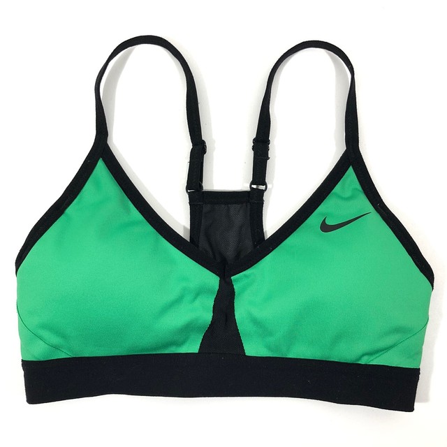 Nike Dri Fit Pro Indy Color Block Sports Bra Green Black W/ Removable