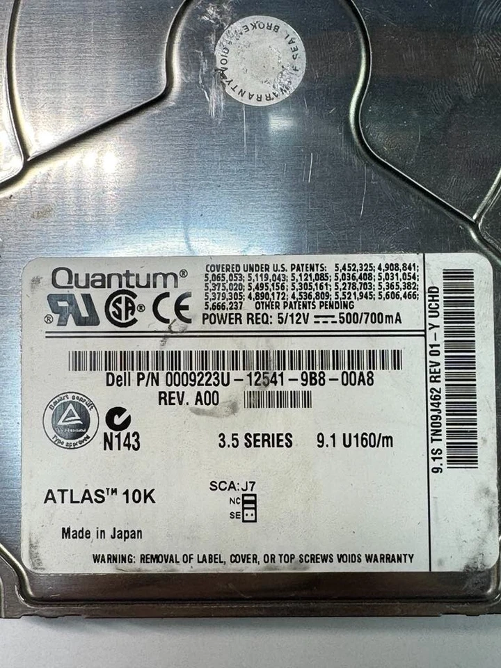 Dell 0009223U-12541-9B8-00A8 9.1S TN09J462 10K RPM 4MB Ultra3 U160 SCSI 3.5" HDD - Image 2 of 4