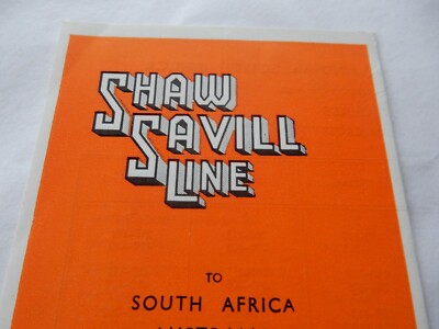 SHAW SAVILL LINE PASSAGIERTARIFE BROSCHÜRE 1958 ERA 9/23 CM ENTFALTET SEHR GUTER ZUSTAND