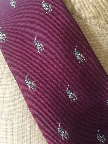 Polo Ralph Lauren Saks Fifth Avenue Pony Logo Wine Colored Silk Tie - Picture 8 of 9