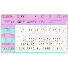WILLIE NELSON & FAMILY Concert Ticket Stub ALLEGAN MI 9/8/96 COUNTY FAIR Rare