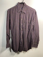 scott barber mens long sleeve button down collar shirt size medium cotton