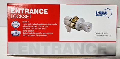 ENTRANCE LOCK Shield Security Tulip Knob Style Satin Chrome Finish - Keyed