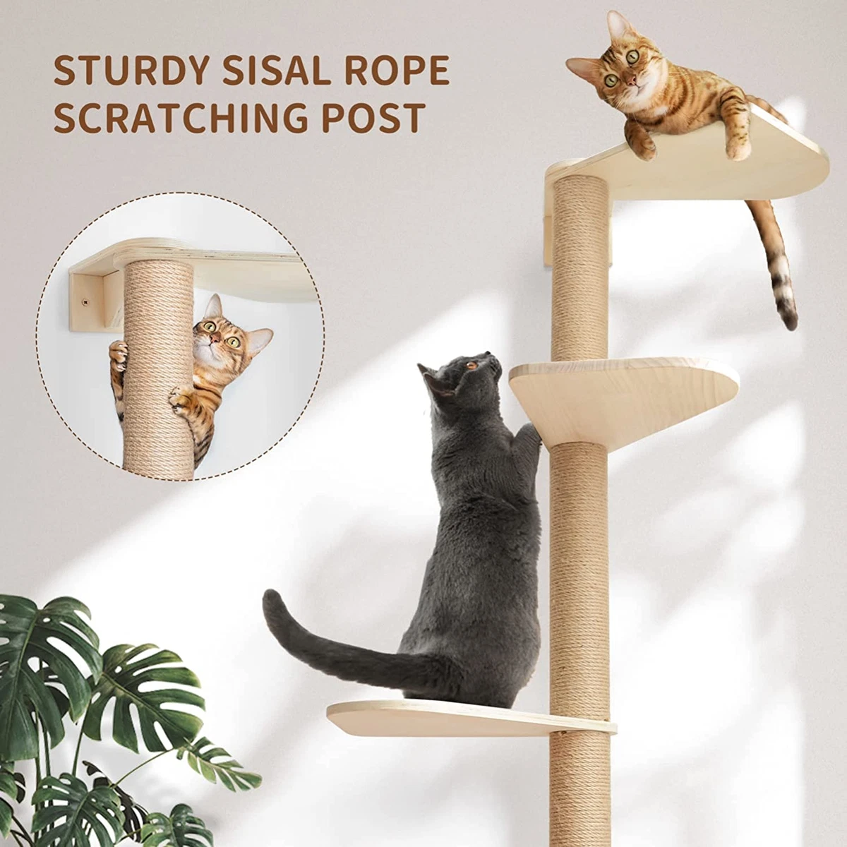 Floor To Ceiling Sisal Cat Tower Shelly Lighting