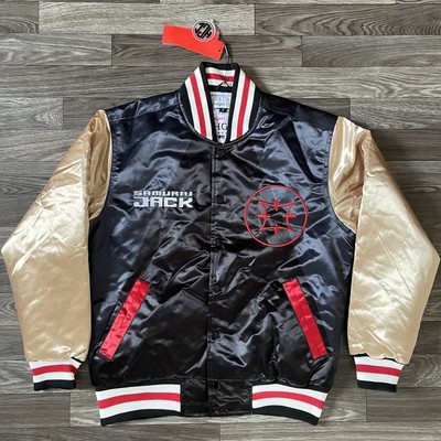 Headgear Samurai Jack Satin Bomber Jacket Men s Small Lined Pockets Rap Hip-Hop