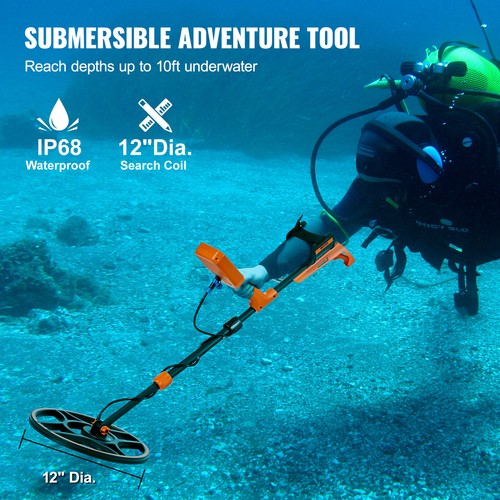 VEVOR Waterproof Metal Detector Professional Rechargeable Gold Detector 12" Coil - Picture 3 of 12