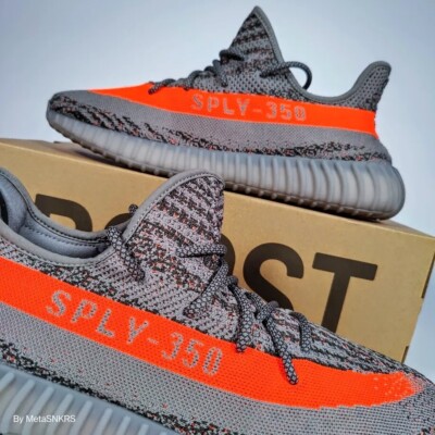 Adidas US 14 Men's Grey/Orange Beluga Rare Yeezy 350 V2