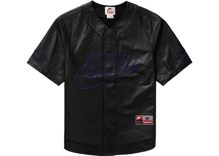 NIKE x SUPREME Leather Baseball Jersey (Black) Sz Large New NIKE x SUPREME Leather Baseball Jersey (Black) Sz Large New