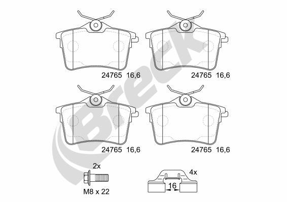 Breck BremsbeläGe Hinten FüR CitroëN Berlingo Peugeot 308 SW I Partner Tepee-image