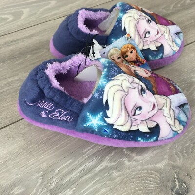 Official Disney Frozen Anna Elsa Infant Kids Full Slippers Shoes Fleece Soft