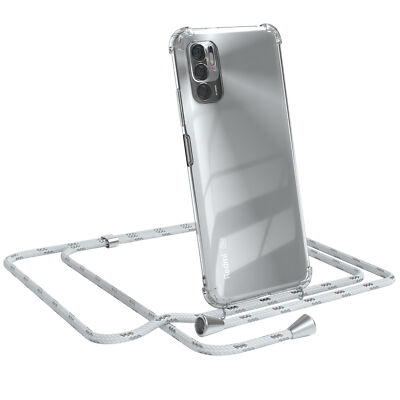 Für Xiaomi Redmi Note 10 5G Handyhülle Umhängen Kette Kordel Case Weiß / Silber