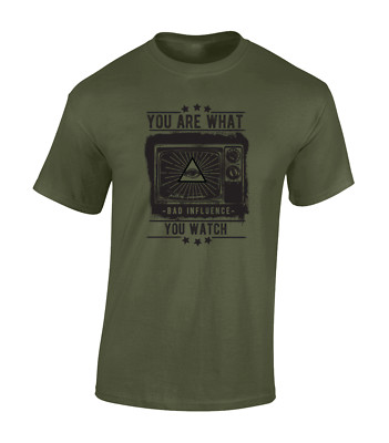 YOU ARE WHAT YOU WATCH MENS T SHIRT ILLUMINATI MEDIA CONSPIRACY THEORY TOP COOL