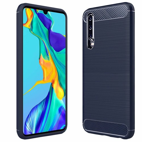 EbestStar Cover Per Huawei P30 - Custodia Silicone Fibra Carbonio + Vetro Temperato, Anti Scivolo, Nero