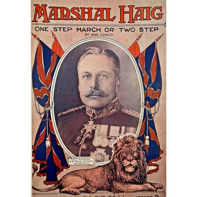 MARSHAL HAIG - One Step March or Two Step - Original 1918 Antique Sheet Music