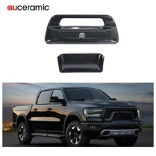 2PCS Carbon Fiber Tailgate Exterior Door Handle Cover For 2019-2024 Ram 1500