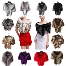 Elegant High-grade Bridal Wedding Luxury Fur Long Shawl Stole Wrap Shrug Scarf